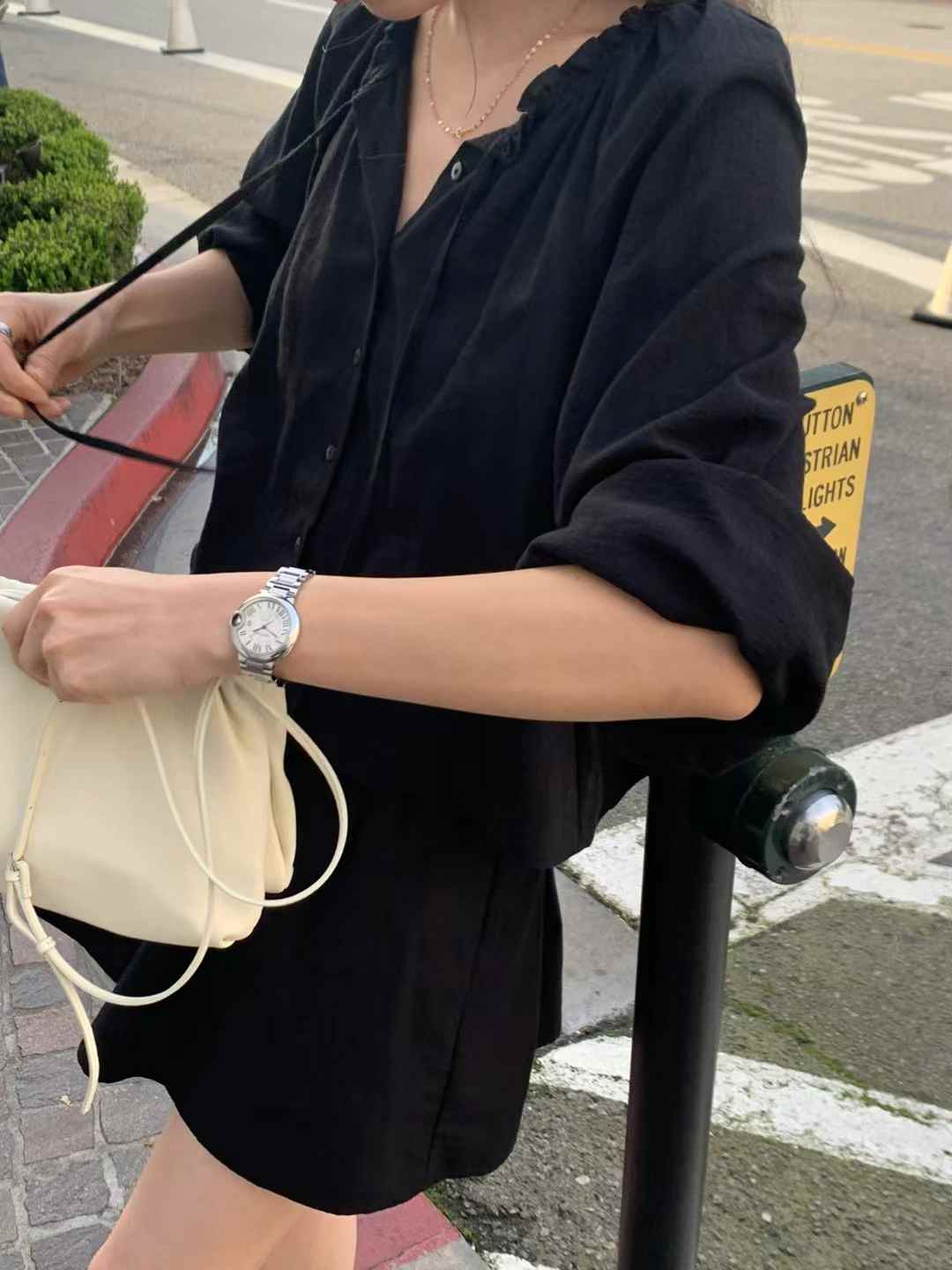 B89.顏值家抓皺綁帶罩衫