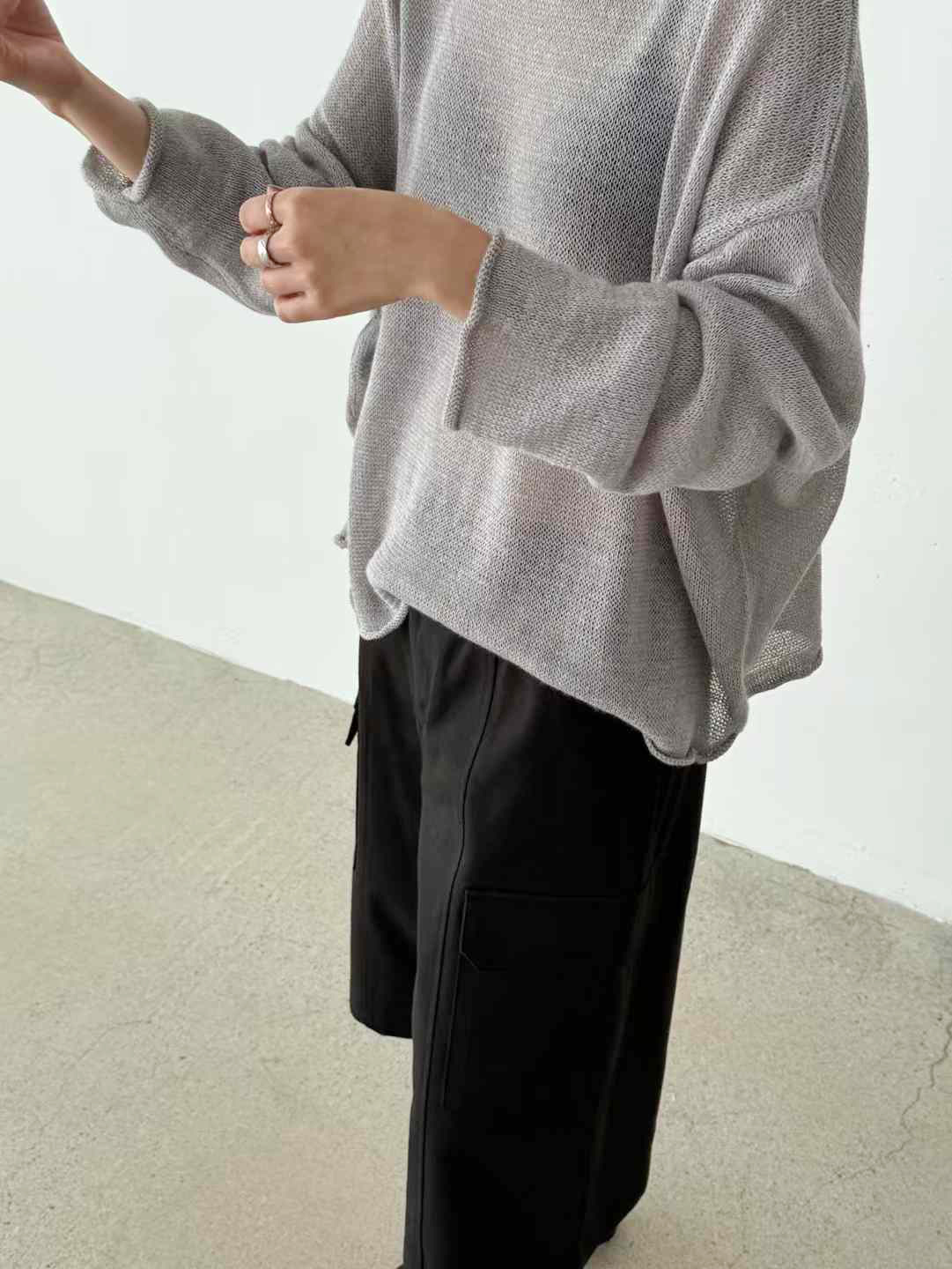 A71.慵懶百搭微透針織衫