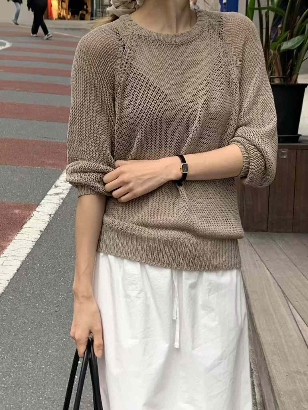 A105.顯瘦垂墜拉克蘭袖針織上衣