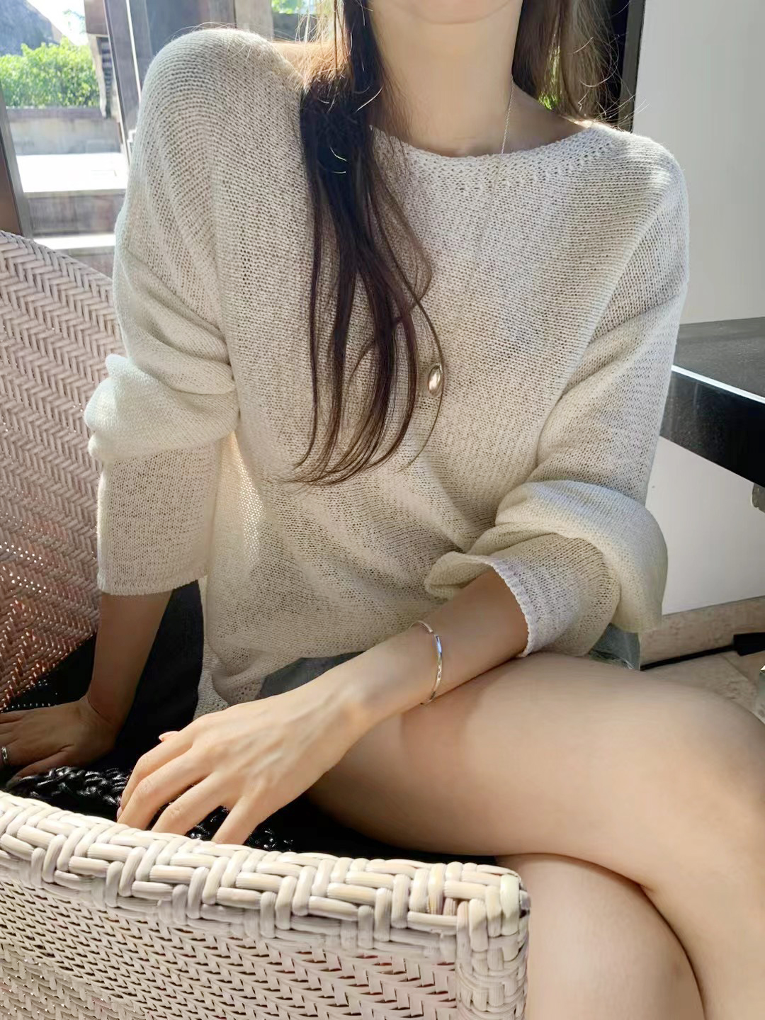 A66.顏值家慵懶扁領寬鬆針織