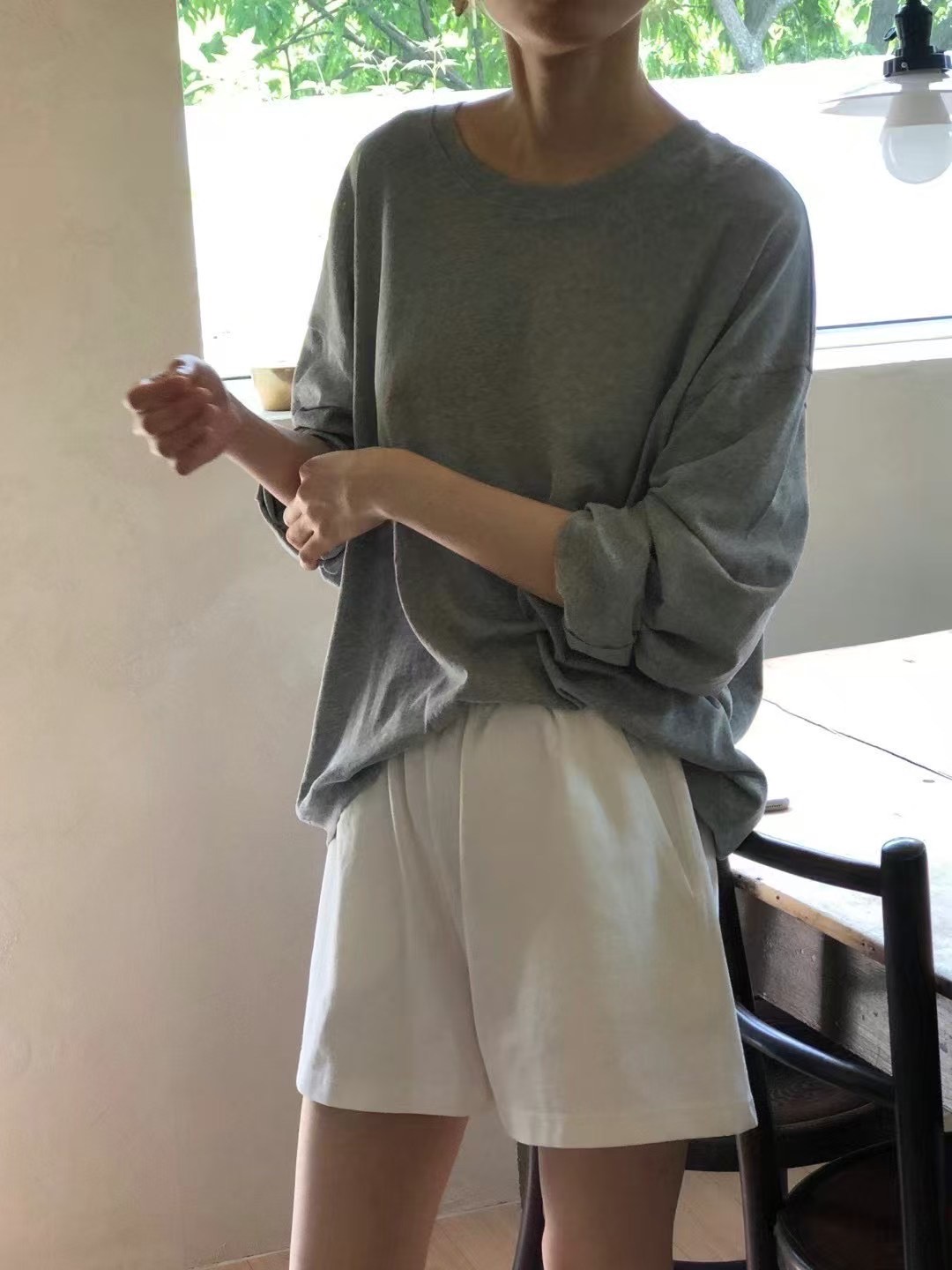 A109.顏值家棉麻圓領寬鬆上衣