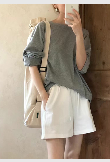 A109.顏值家棉麻圓領寬鬆上衣