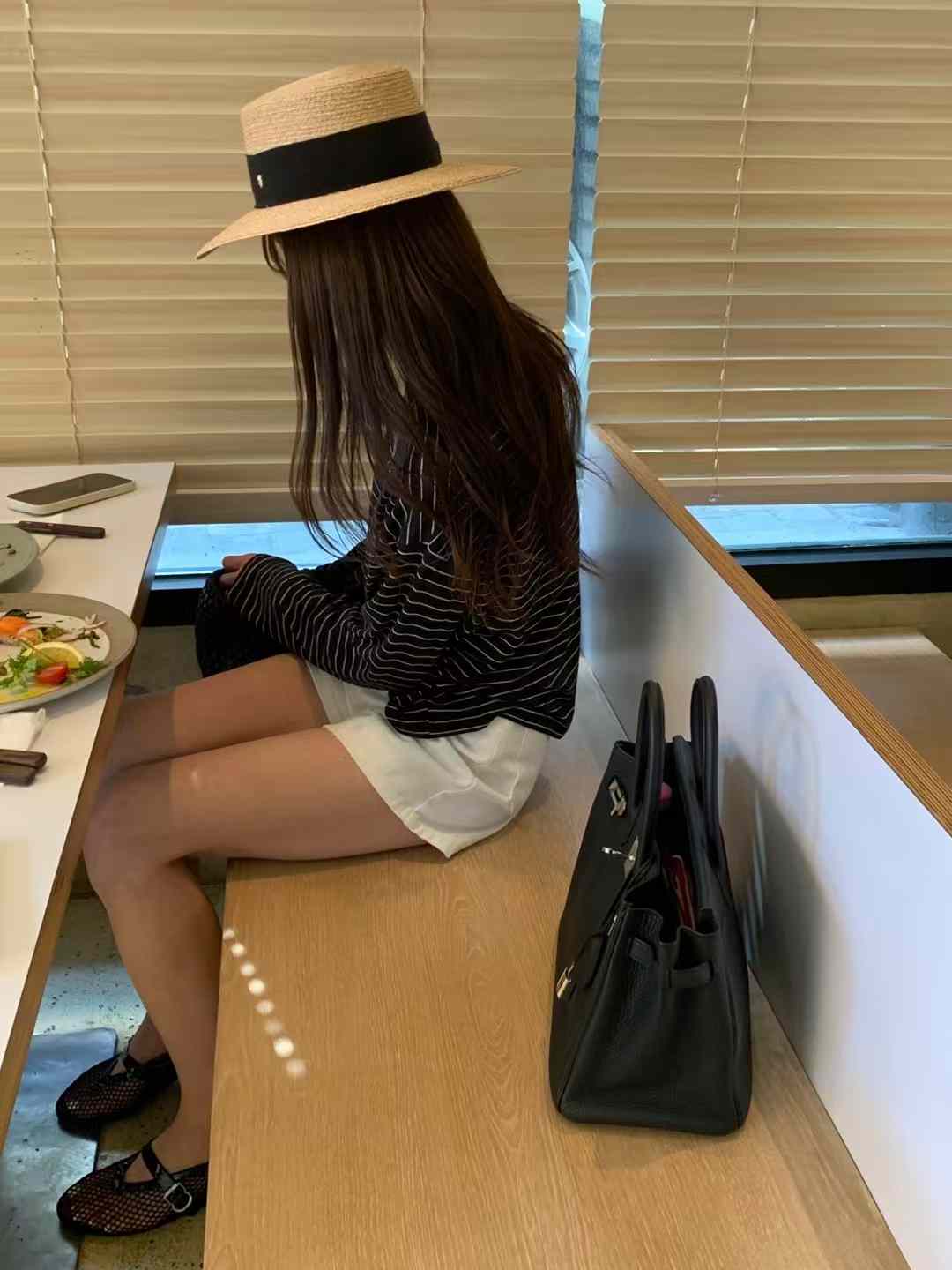 A67.清爽家短版條紋亞麻防曬上衣