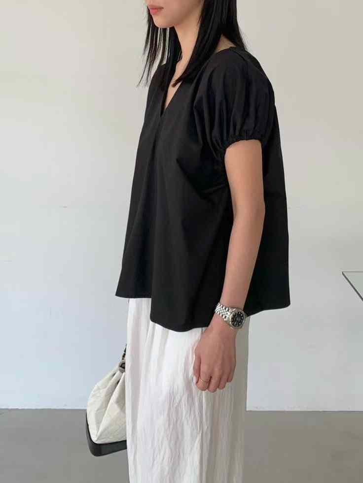 B04.V領氣球小包袖上衣