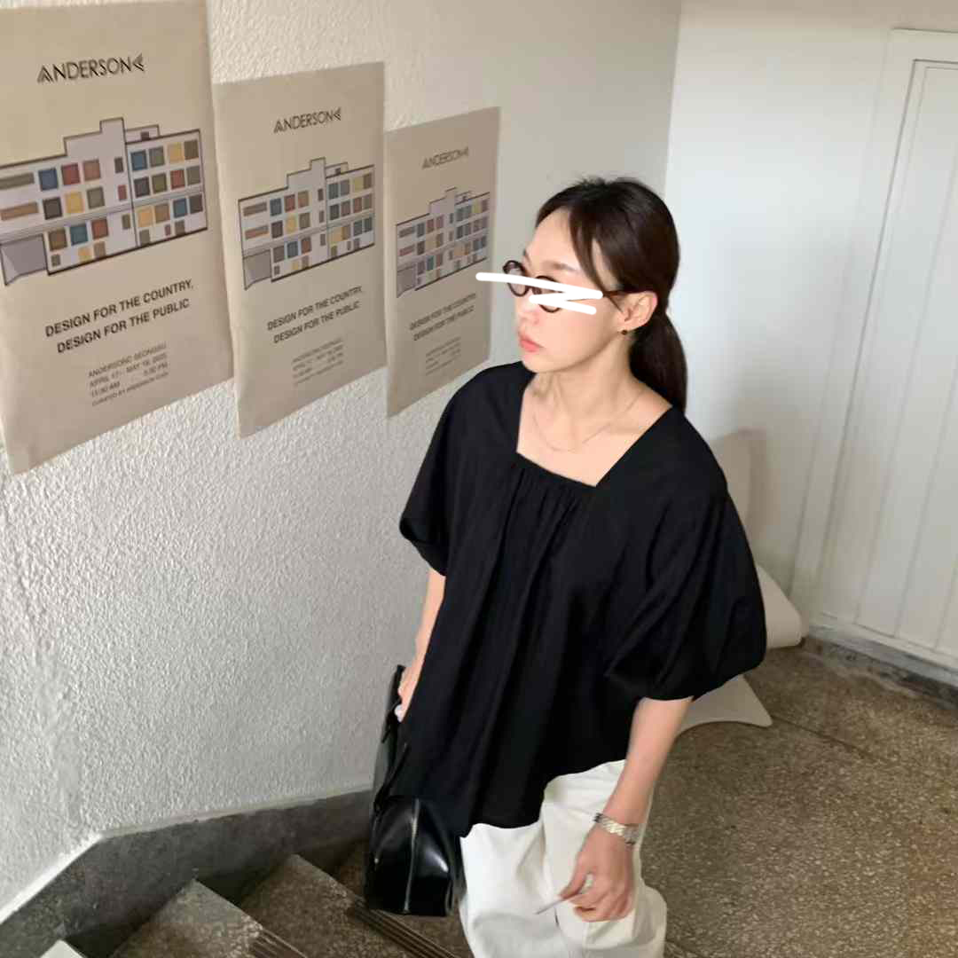A76.日系清新感方領罩衫