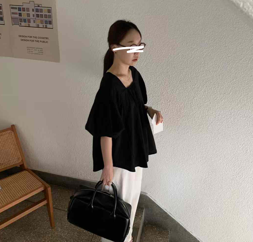 A76.日系清新感方領罩衫