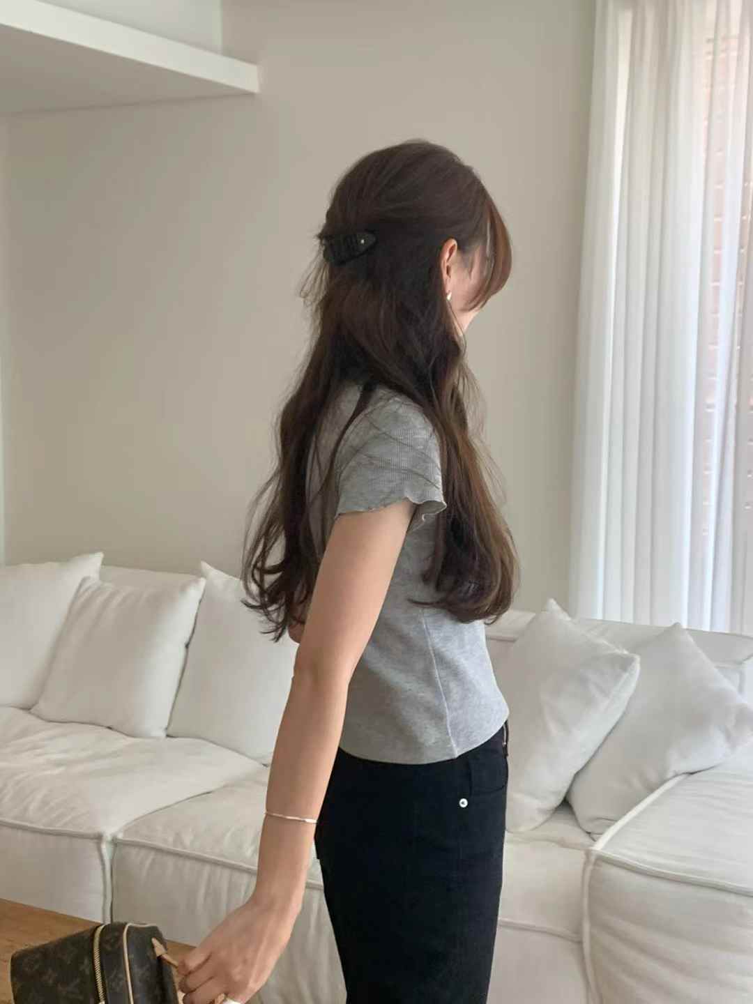 A64.顏值家莫代爾華夫格纖瘦TEE