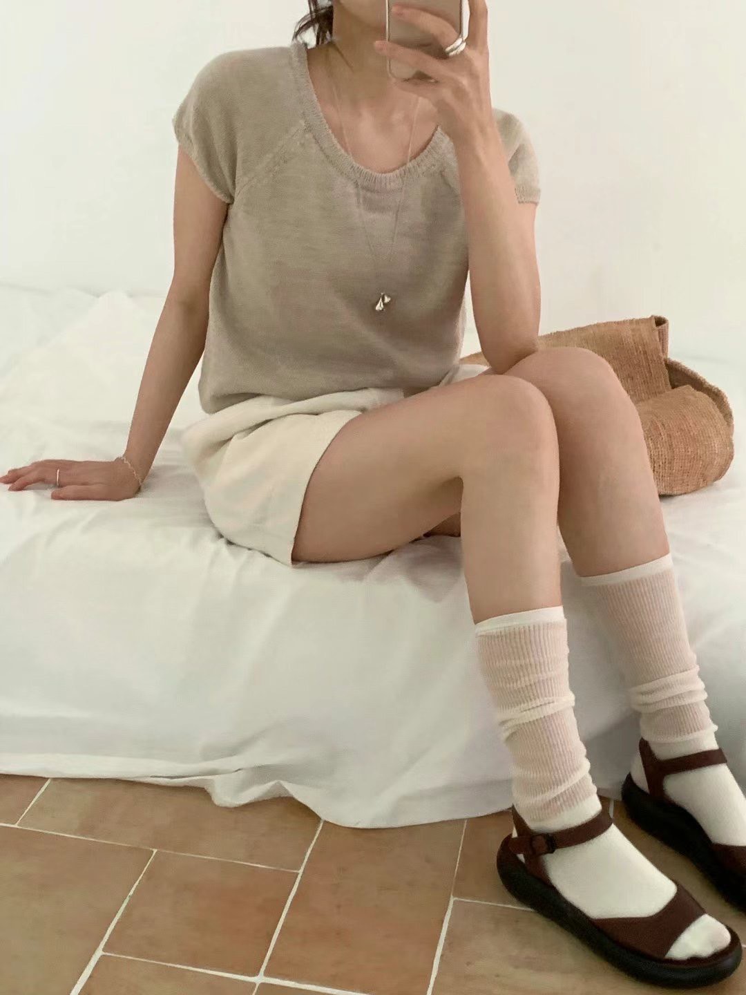 B36.拉克蘭袖下縮口圓領針織