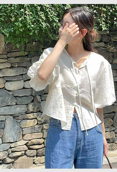 A44.瘦瘦歐膩氣質澎袖上衣