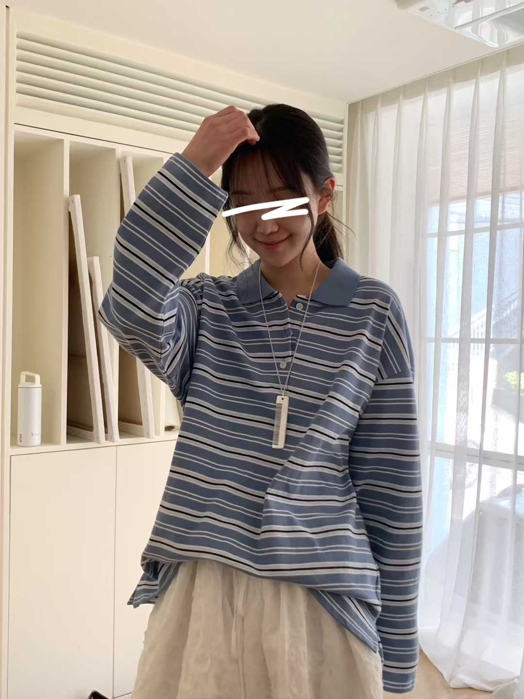 A83.清爽家女孩條紋POLO衫