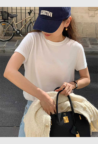 A17.顏值家莫代爾混紡圓領短TEE