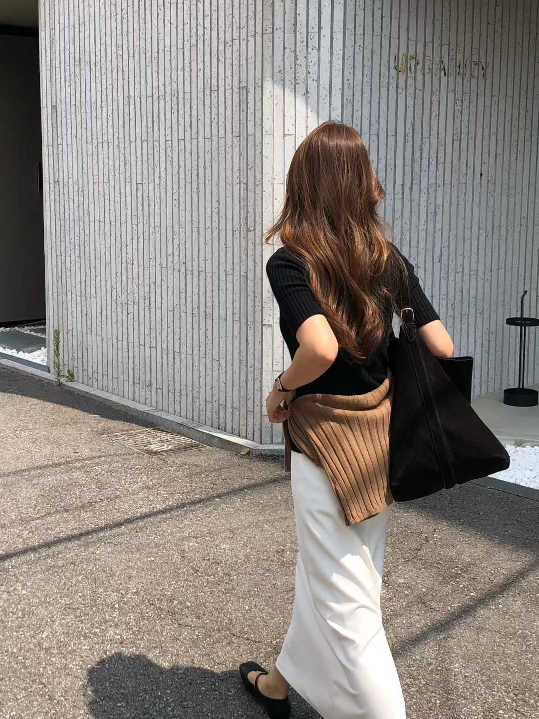 B20.大V家煙囪領直坑條短袖毛衣