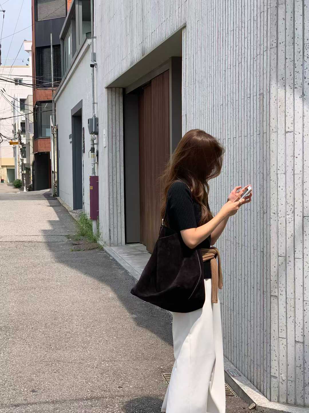 B20.大V家煙囪領直坑條短袖毛衣