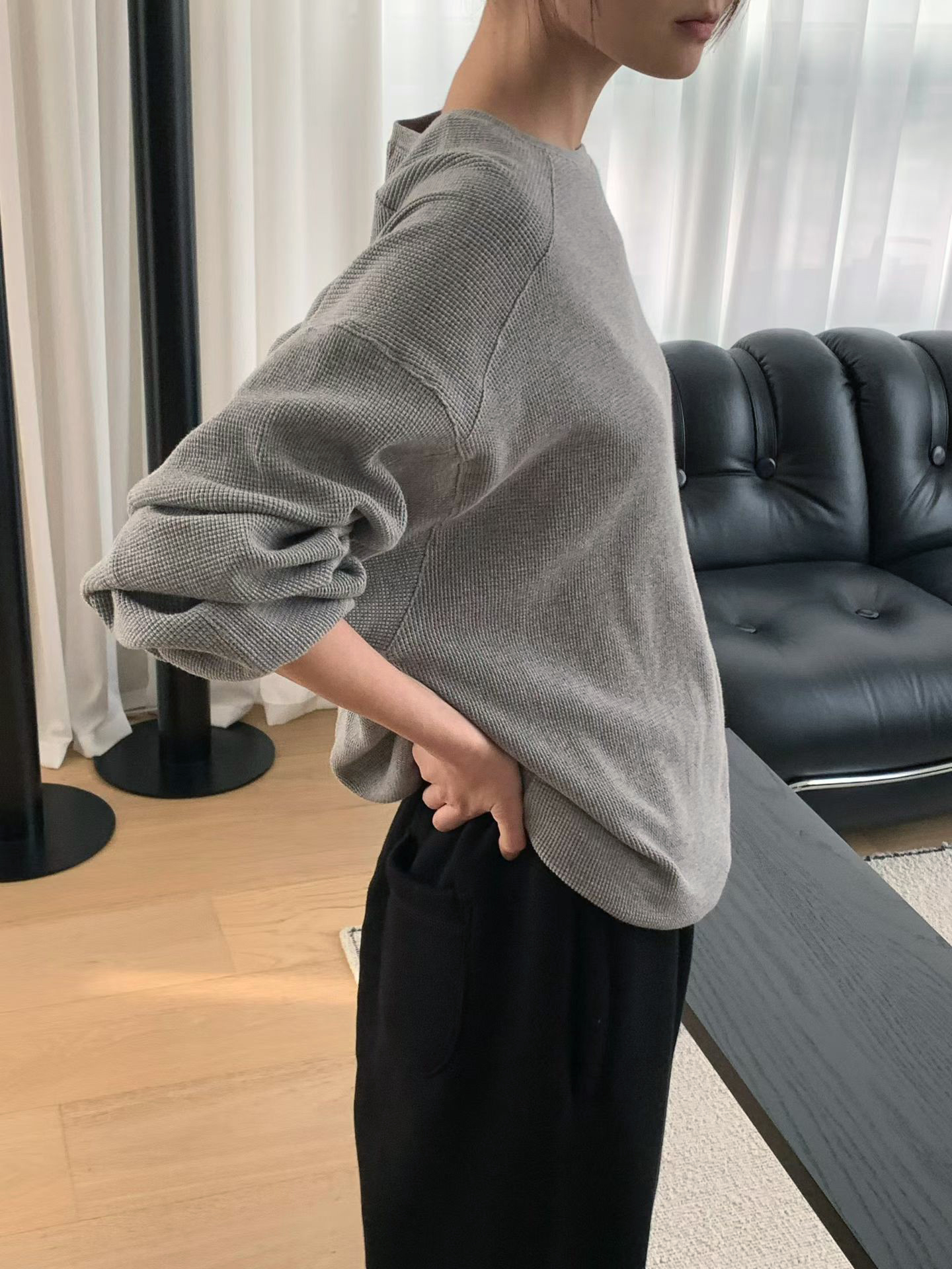 B118.纖瘦家奶霜可可華夫格上衣