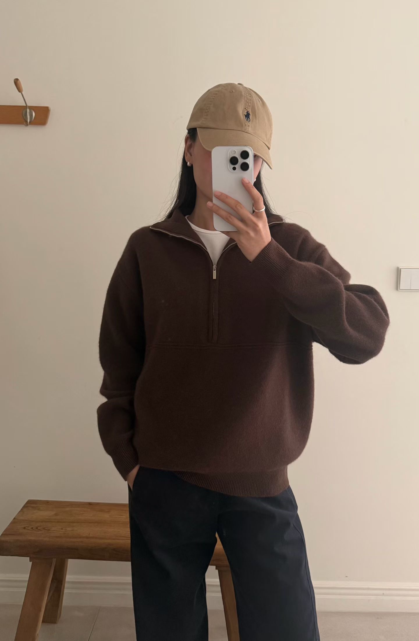 B52.瘦瘦歐膩立領剪接拉鍊毛衣