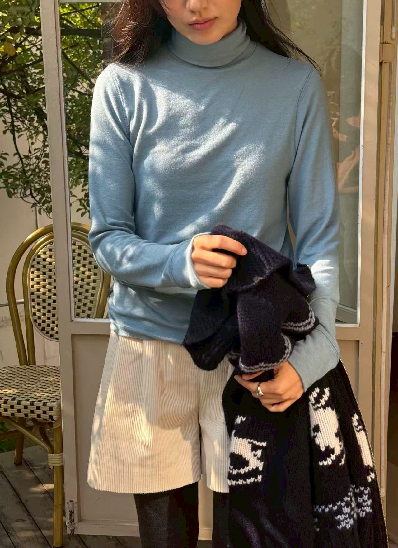 B41.瘦瘦歐膩柔軟彈性高領上衣