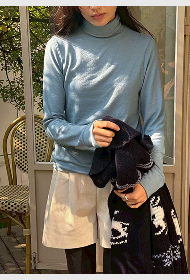 B41.瘦瘦歐膩柔軟彈性高領上衣