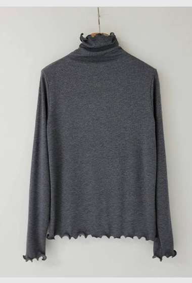 B74.甜美木耳滾邊高領上衣