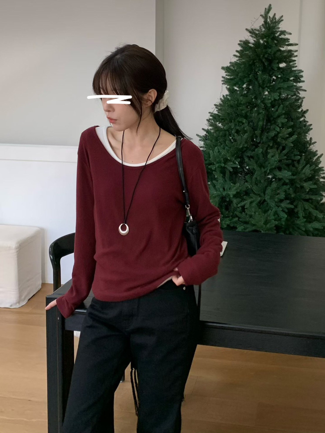 A03.小V家柔軟大U領彈性上衣