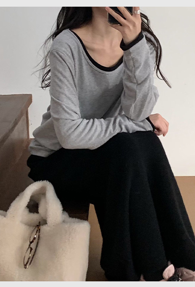A03.小V家柔軟大U領彈性上衣