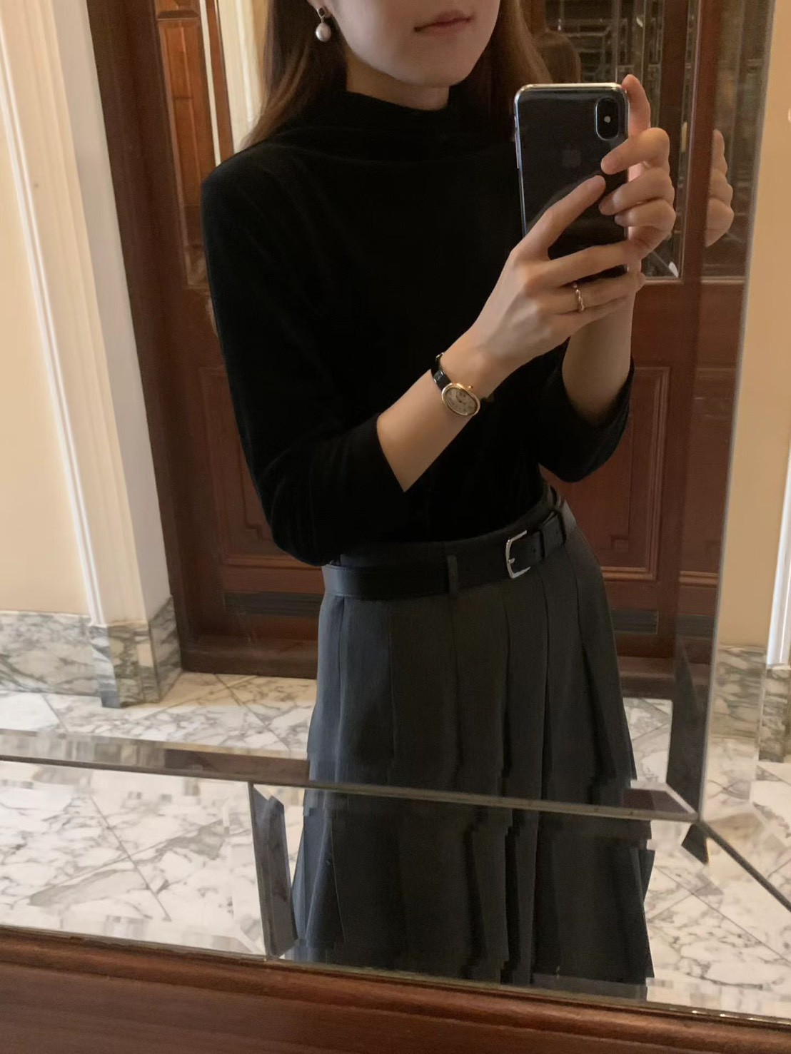 A50.顏值家微高領氣質天鵝絨上衣