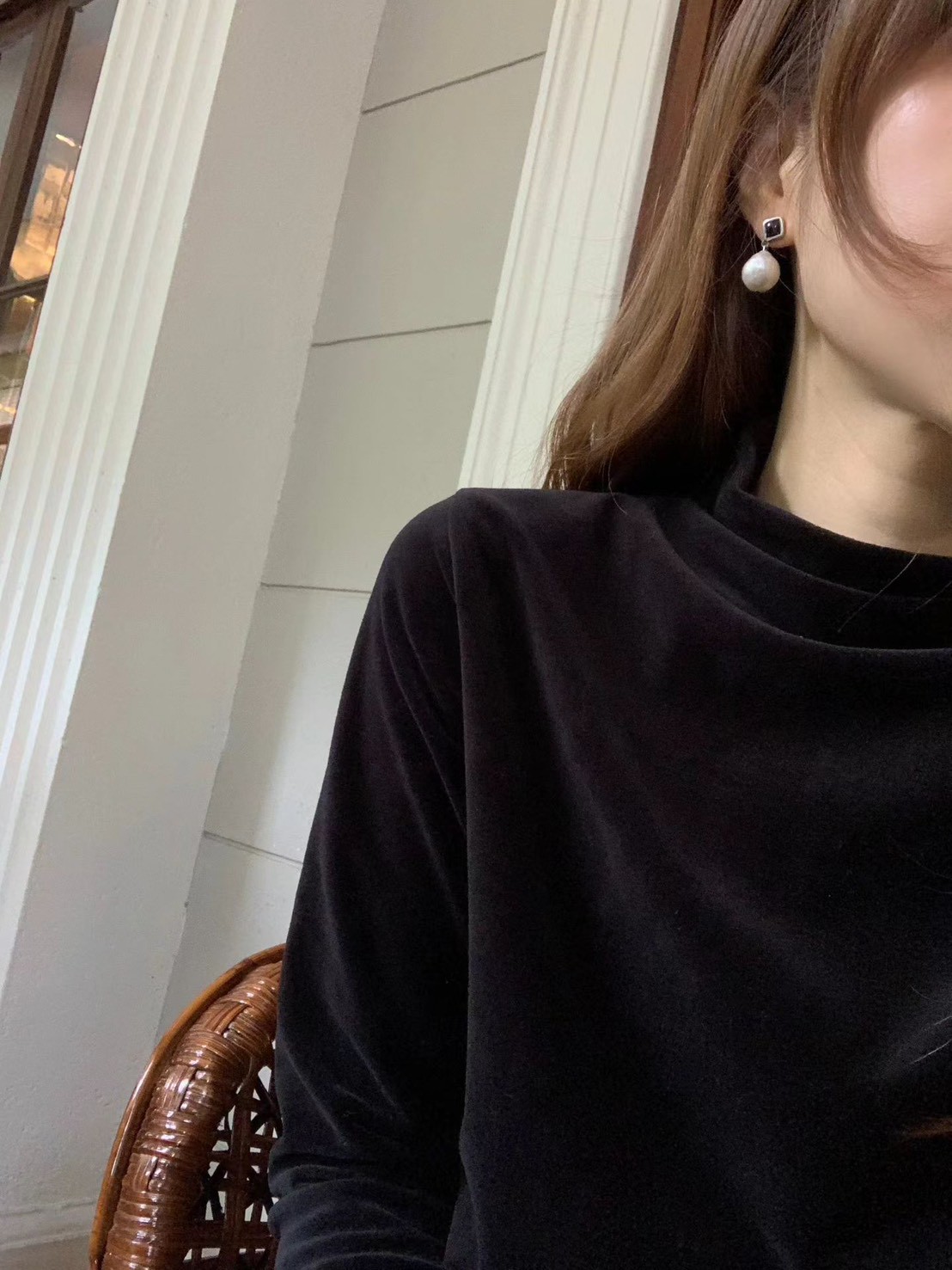 A50.顏值家微高領氣質天鵝絨上衣