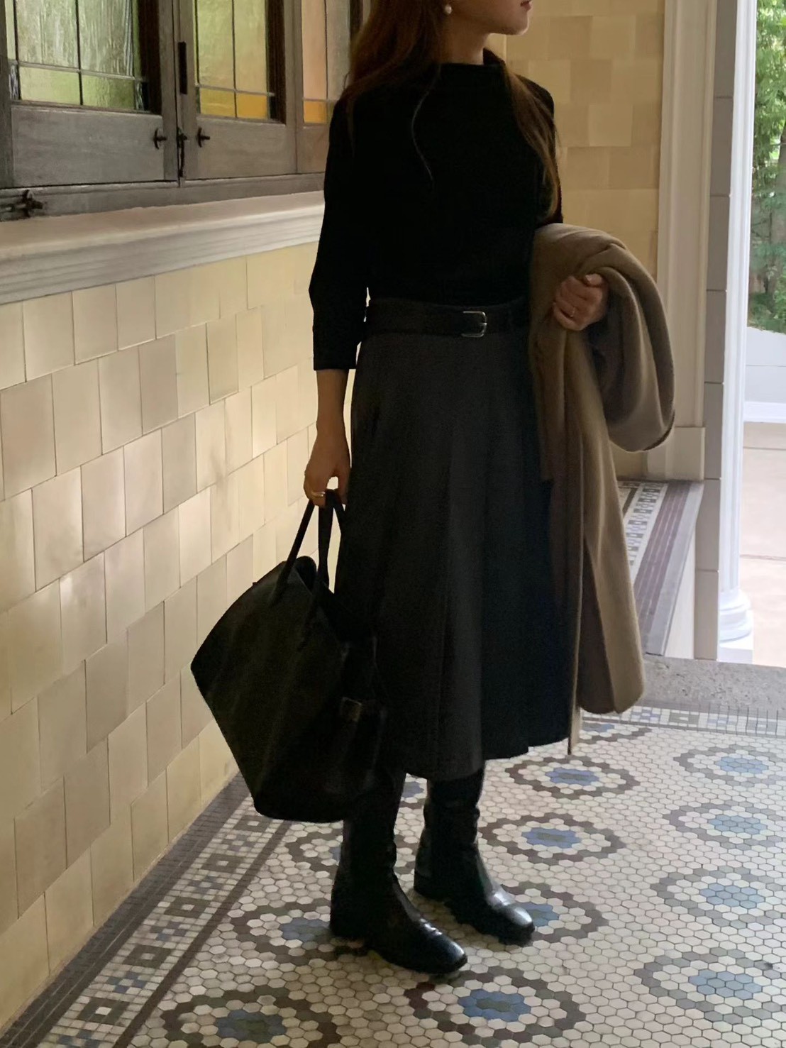 A50.顏值家微高領氣質天鵝絨上衣