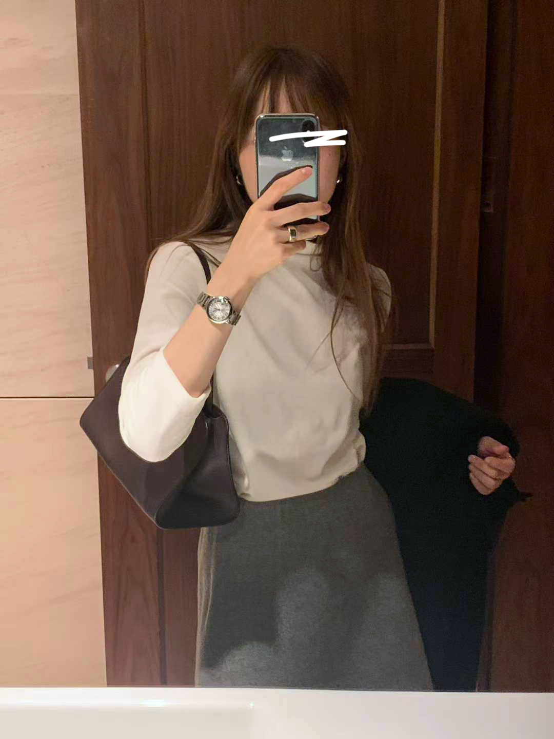 A50.顏值家微高領氣質天鵝絨上衣