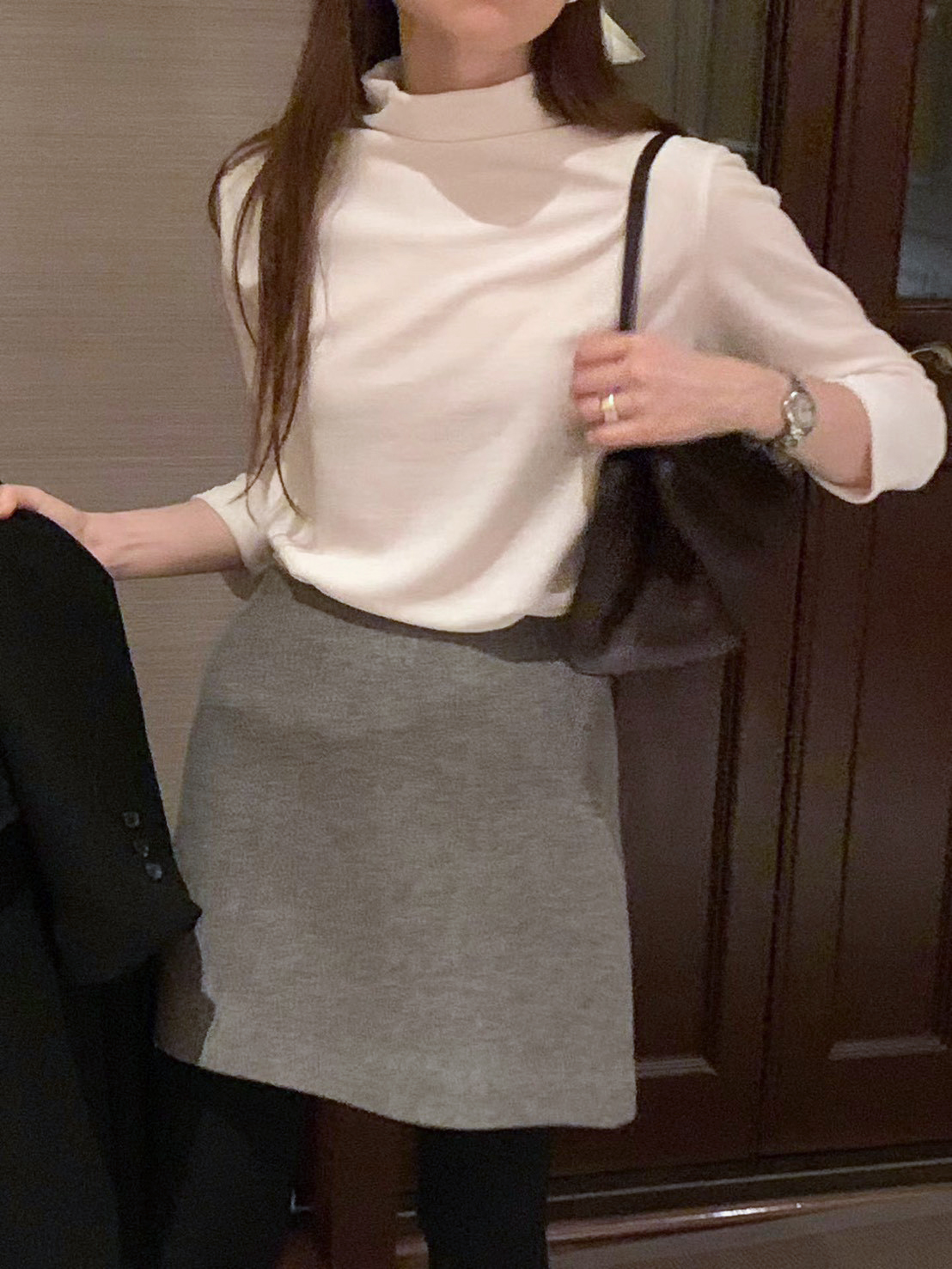 A50.顏值家微高領氣質天鵝絨上衣