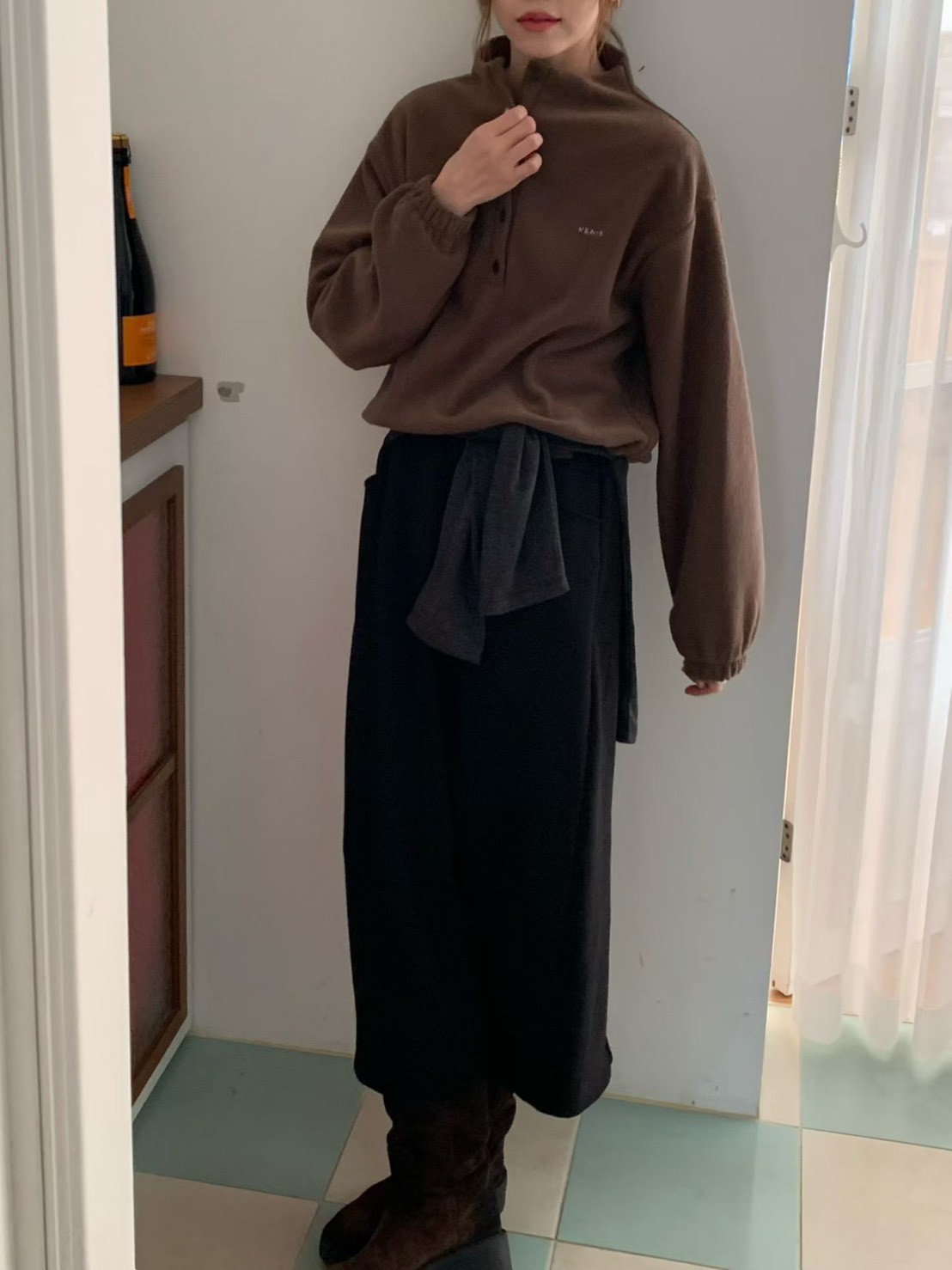 A65.排釦加厚絨面休閒上衣