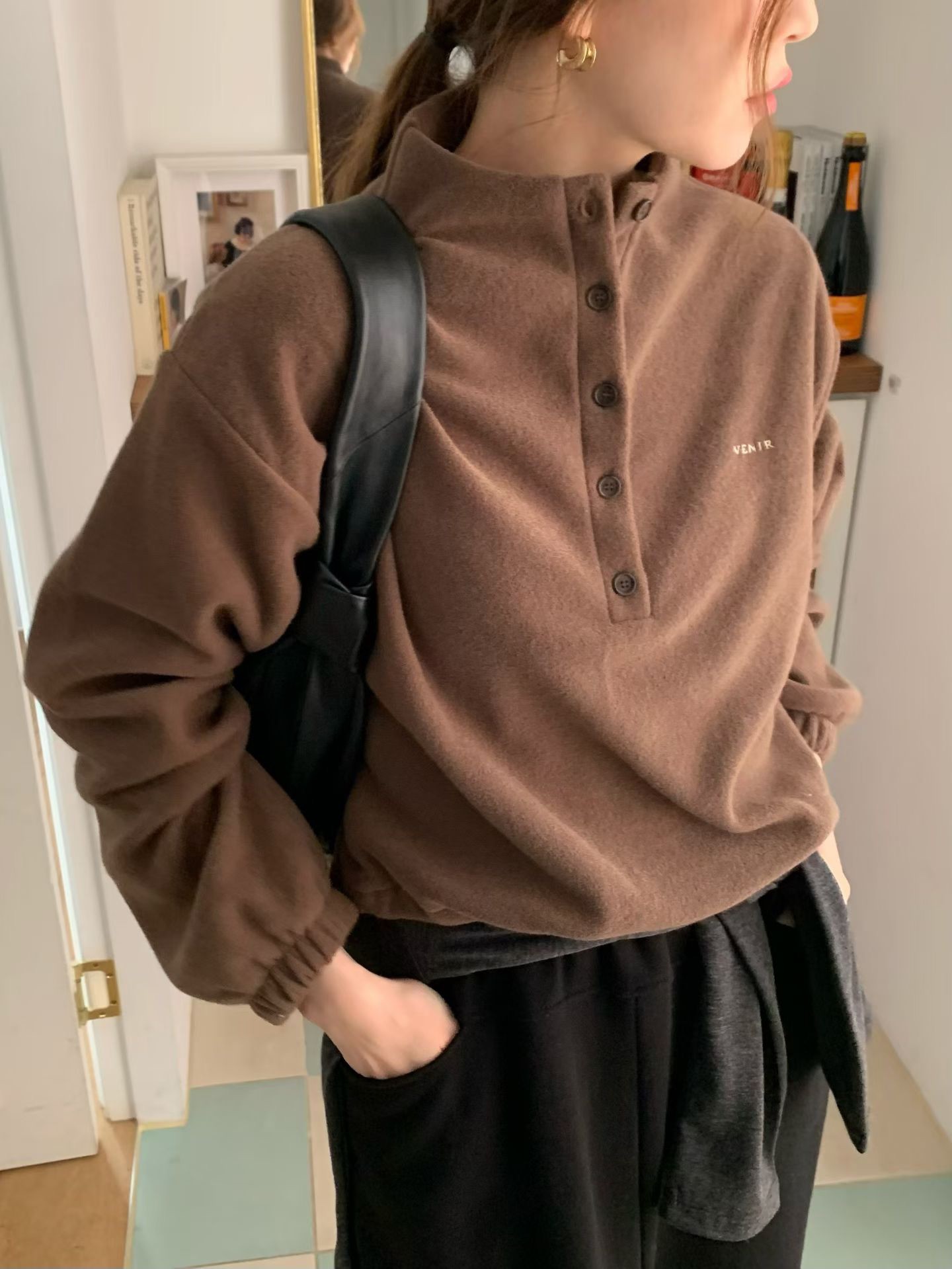 A65.排釦加厚絨面休閒上衣