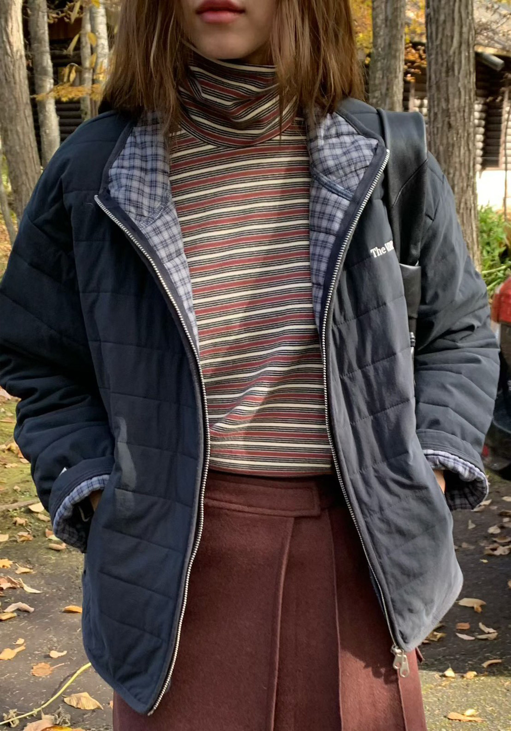 A73.復古彩色條紋高領磨毛上衣