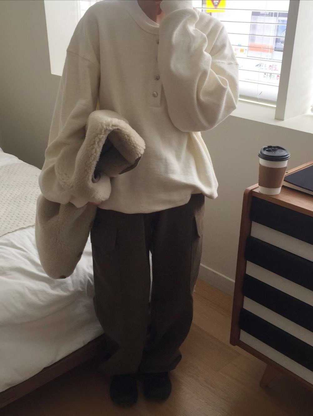 B17.特色半門襟壓釦羅紋上衣