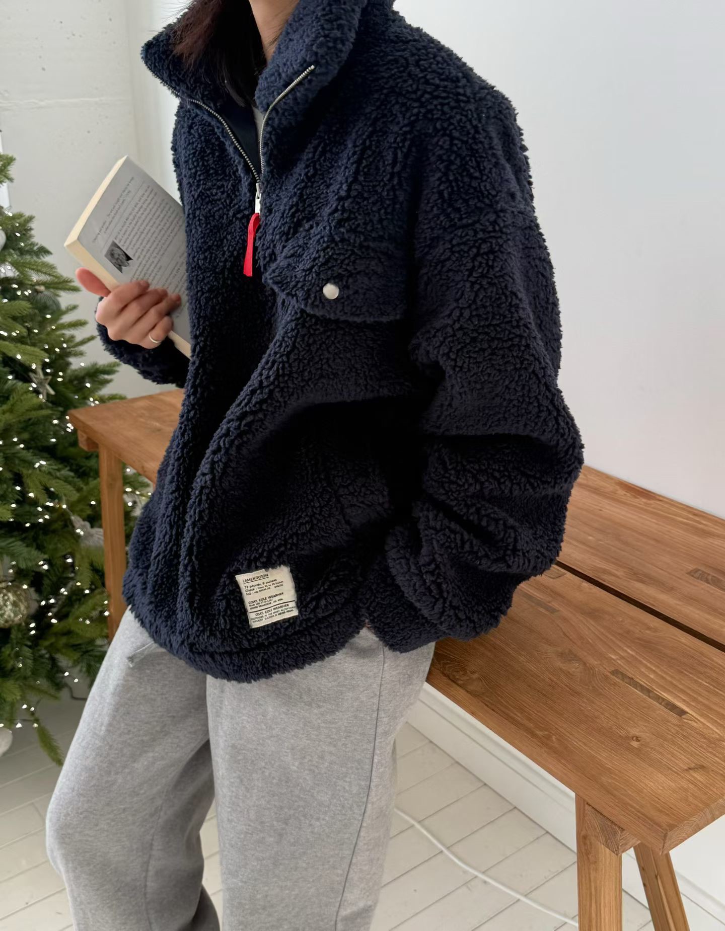 B14.暖暖玩偶毛茸茸立領上衣