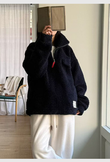 B14.暖暖玩偶毛茸茸立領上衣