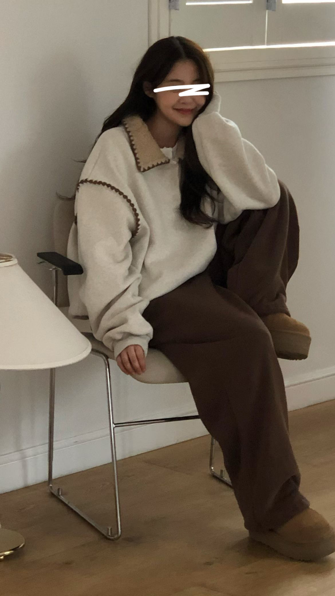 A22.毛毛領亮眼落肩滾邊休閒上衣