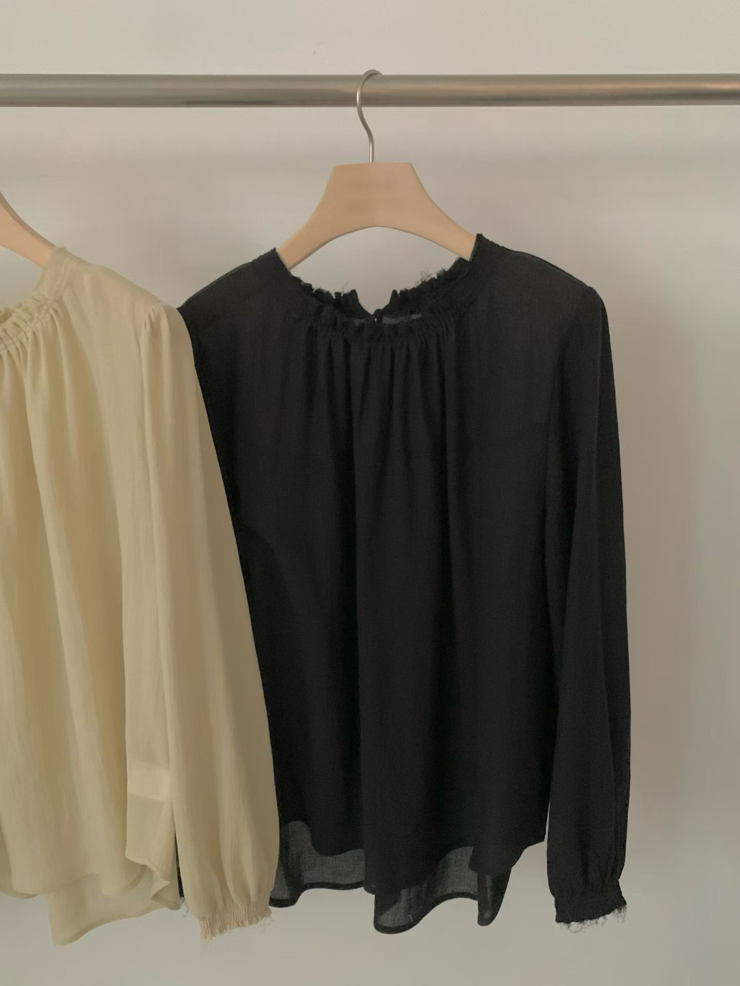 B60.抓皺領氣質女孩罩衫上衣