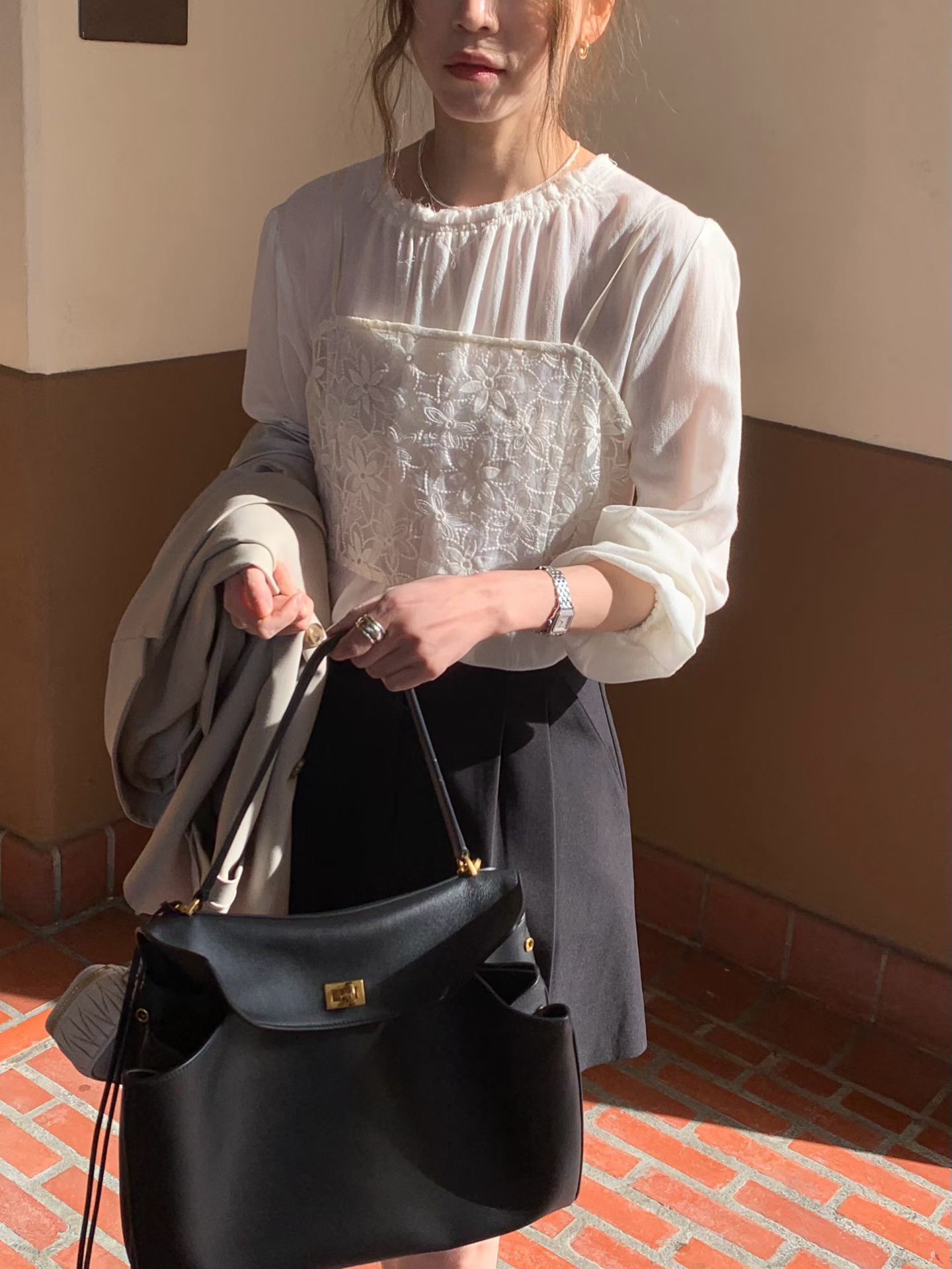 B60.抓皺領氣質女孩罩衫上衣