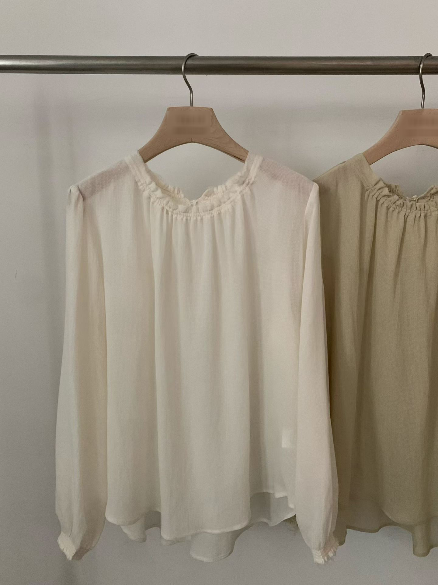 B60.抓皺領氣質女孩罩衫上衣