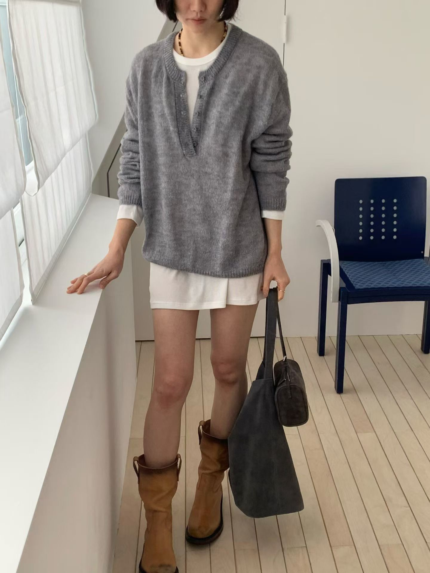 A43.JP家溫柔小排扣針織衫