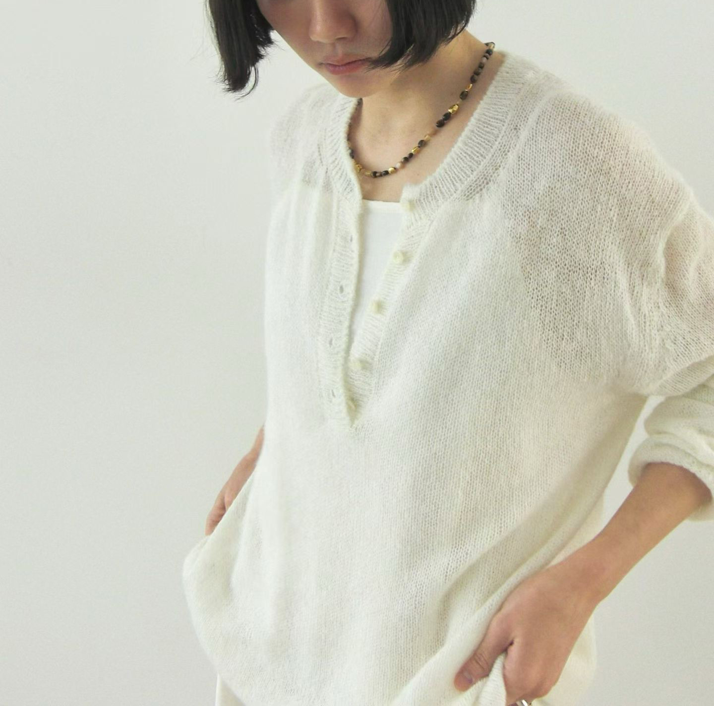 A43.JP家溫柔小排扣針織衫