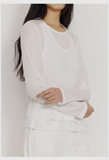 A67.瘦瘦歐膩假兩件繞脖上衣