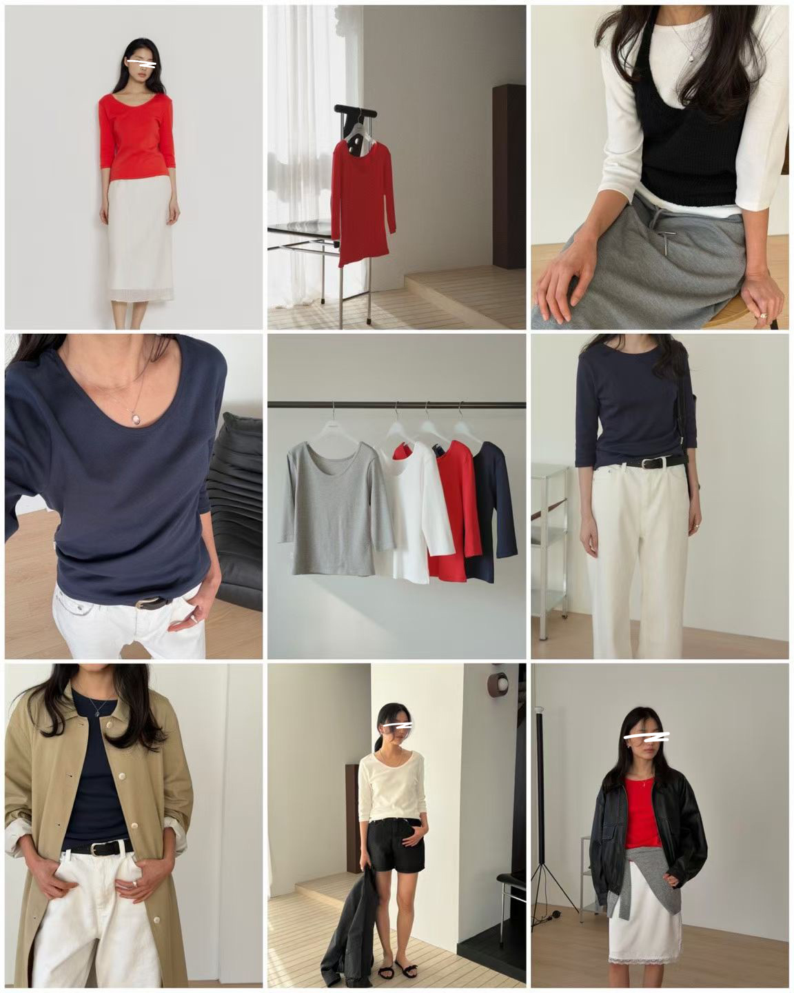 A60.瘦瘦歐膩正反穿U領彈性TEE