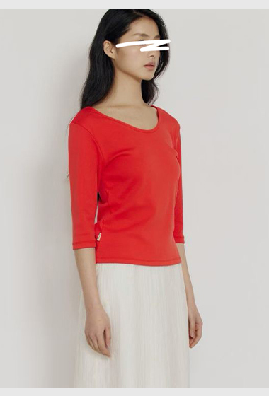 A60.瘦瘦歐膩正反穿U領彈性TEE