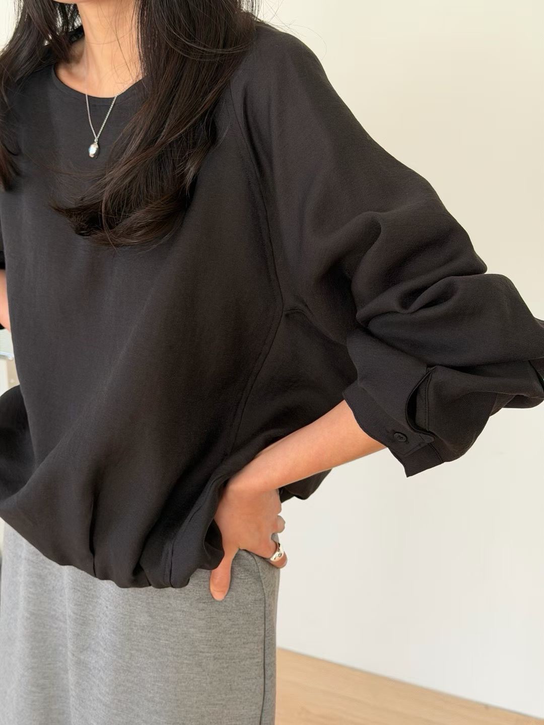 A70.瘦瘦歐膩可愛下抽繩上衣