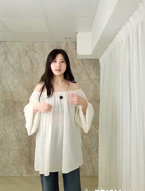 輕柔優雅抓皺綁帶罩衫