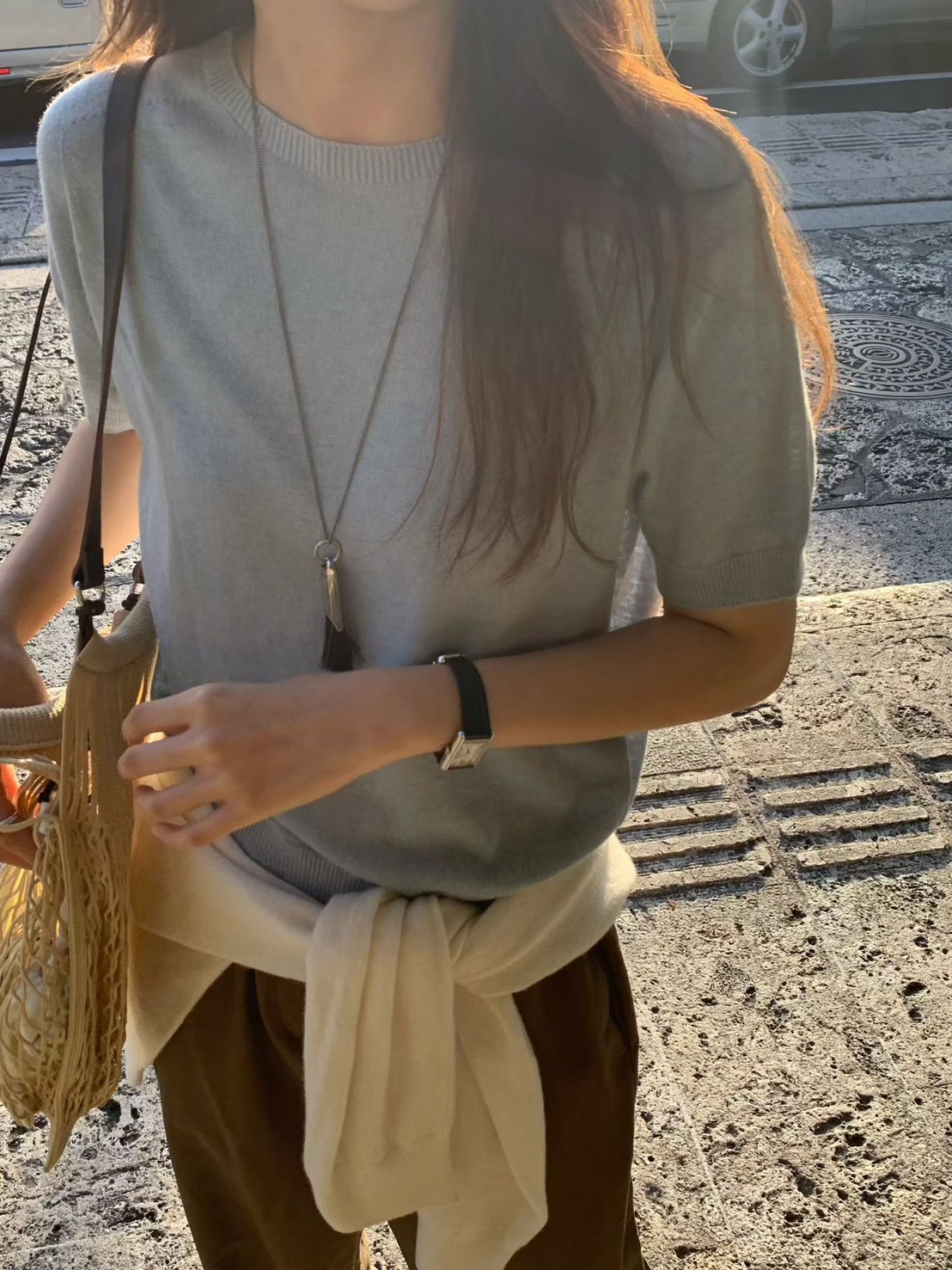 A06.大V家清爽無縫短袖針織上衣