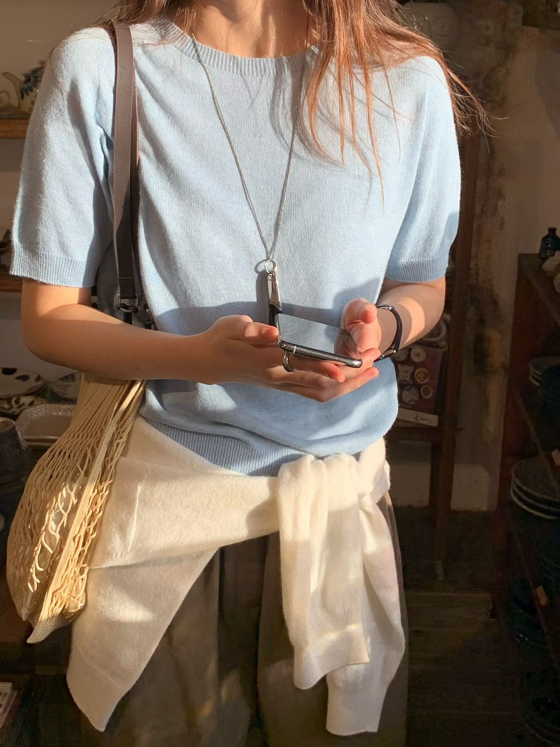 A06.大V家清爽無縫短袖針織上衣