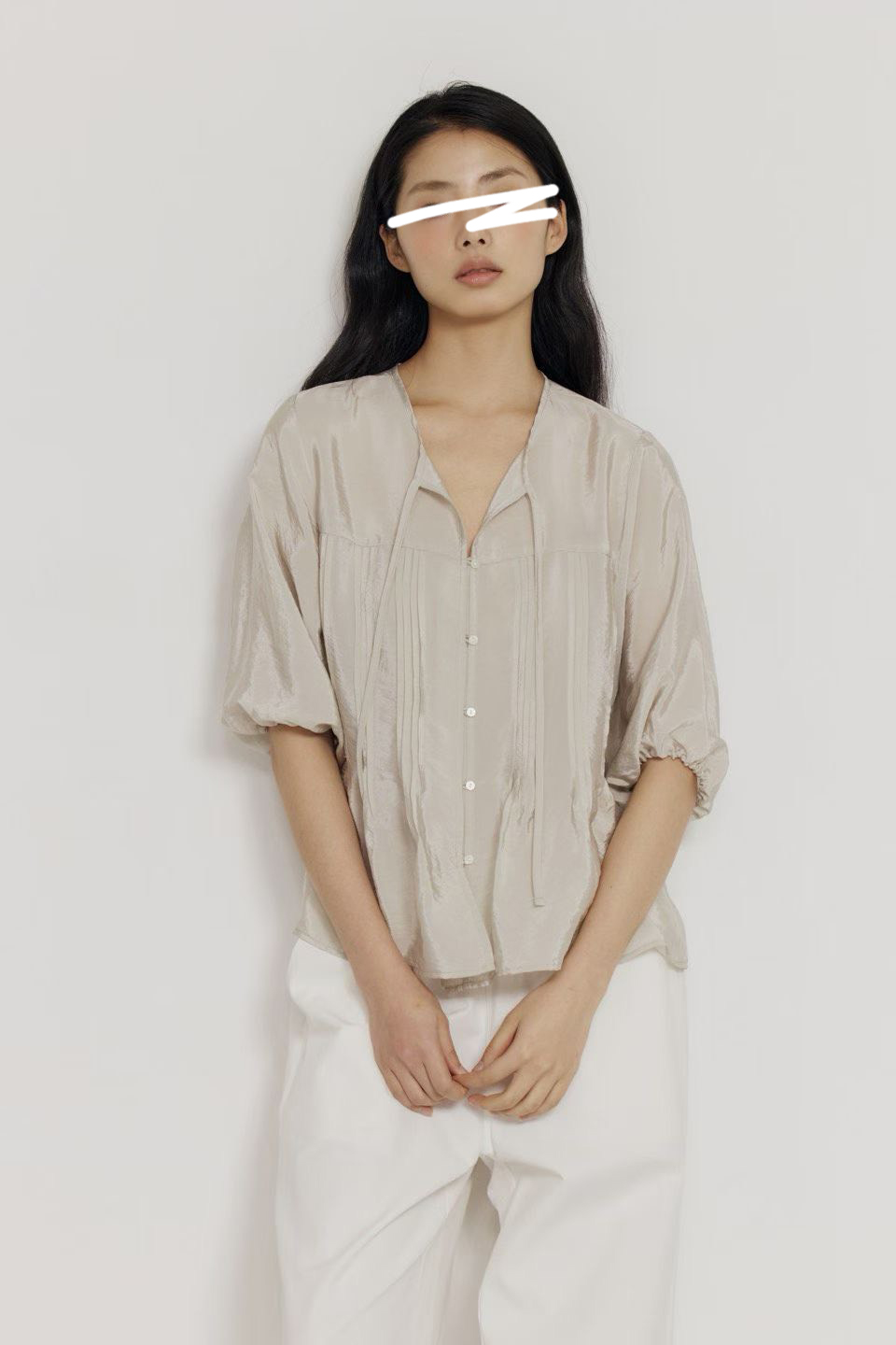 A38.瘦瘦歐膩前壓摺氣質上衣