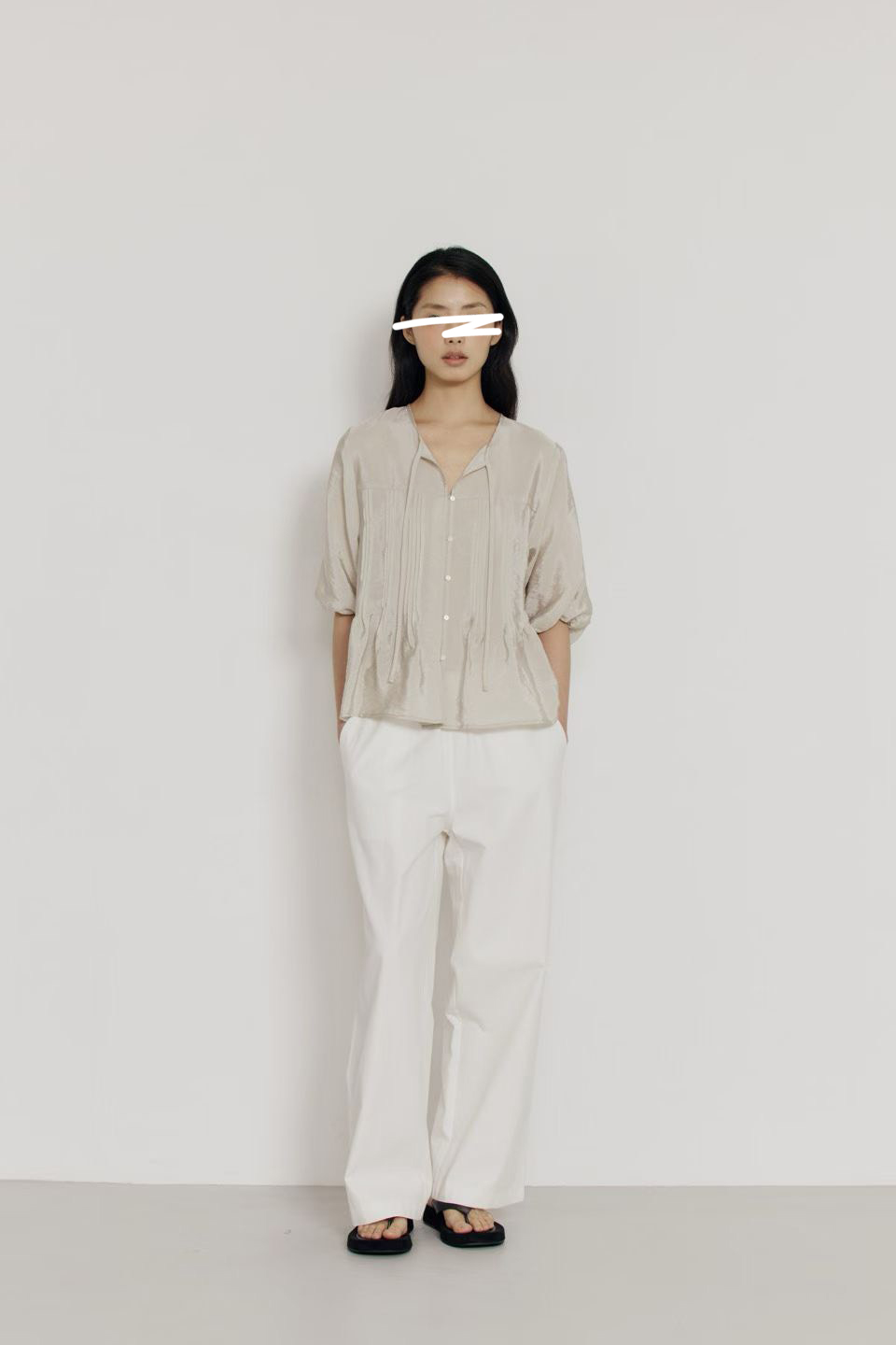 A38.瘦瘦歐膩前壓摺氣質上衣